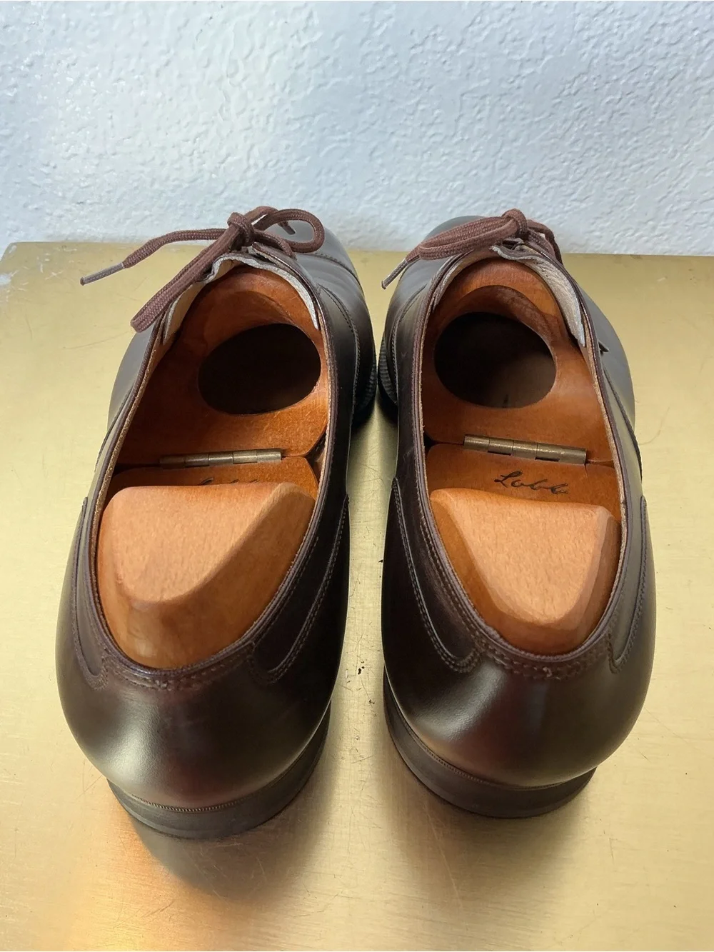John Lobb- Men's Dark Brown Leather Derby Shoes - Classic Dress Style